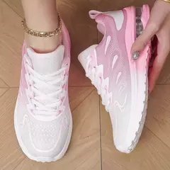 Tênis feminino sapatos de caminhada moda feminina almofada de ar malha respirá - Show Drop
