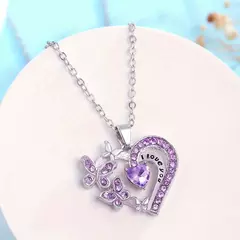 Gracioso coração e borboleta strass colar-liga símbolo de amor pingente para mulhres ponderadas - comprar online