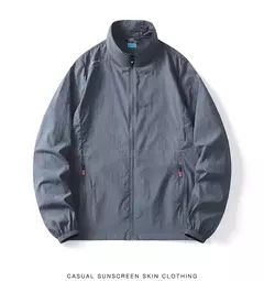 Casaco fino masculino com bolso, protetor solar, jaqueta casual de caminhada, go - loja online