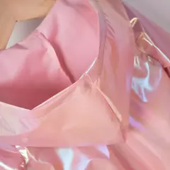 Jaqueta com capuz fino monocromático para menina, poliéster, roupa diária con