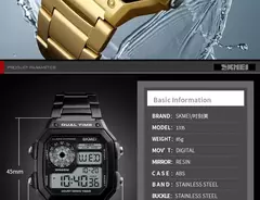 Skmei 1335 pulseira de aço inoxidável relógio digital reloj hombre relógio e - Show Drop