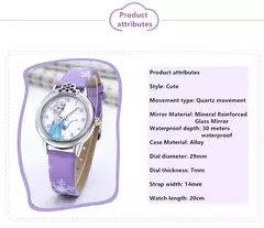 Elsa Princess Watch for Kids, pulseira de couro, relógios de pulso infantis fof - loja online