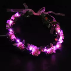Imagem do LED Light Foam Rose Flower Tiara Wreath, Guirlanda Hairbands, Meninas Coroa, Hea
