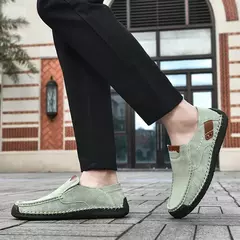 Sapatos masculinos casuais confortáveis deslizamento em mocassins de couro apar - comprar online