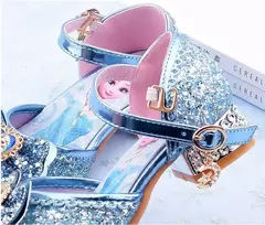 Disney frozen elsa crianças sapatos de salto alto para meninas dos desenhos ani
