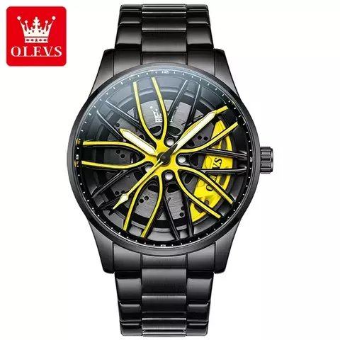 Olevs high-end relógio masculino de luxo cubo da roda giratória original quart