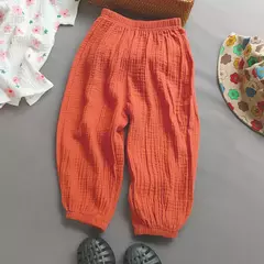 Imagem do Verão meninos meninas calças de linho algodão casual bebê crianças soltas h
