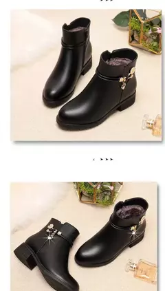 Imagem do Botas de inverno femininas à prova à prova d&#39;água água couro quente mãe