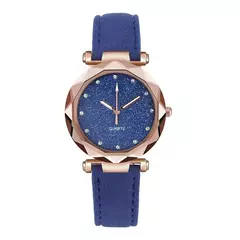 Relógios casuais femininos românticos estrelados céu relógio pulseira de couro - comprar online