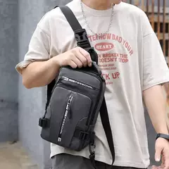Homens de náilon mochila peito pacote ombro com porta carregamento usb viagem m