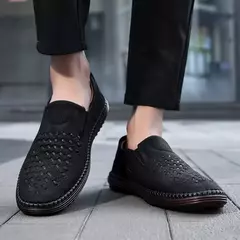 Botas de couro artesanais para homens, sapatos de grife casual, macio, andando, - Show Drop