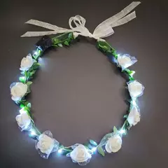 LED Light Foam Rose Flower Tiara Wreath, Guirlanda Hairbands, Meninas Coroa, Hea - loja online