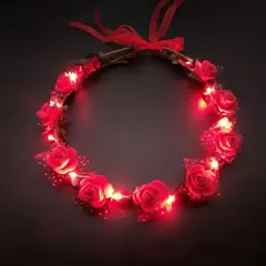 LED Light Foam Rose Flower Tiara Wreath, Guirlanda Hairbands, Meninas Coroa, Hea na internet