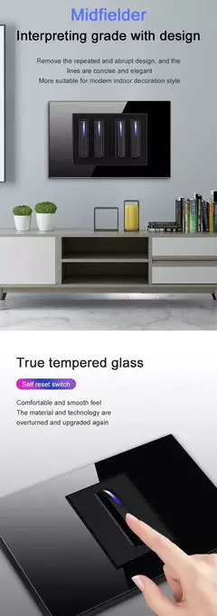 Yink branco teclas de piano universal interruptor de luz parede painel de vidro na internet