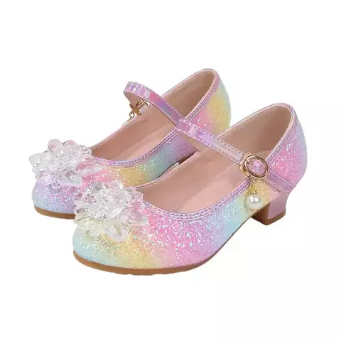 Sandálias infantis estilo princesa brilhantes para festas de casamento sapatos