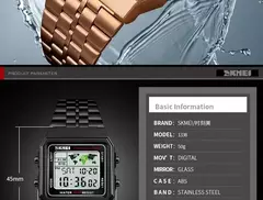 SKMEI-Relógio Digital Masculino Impermeável, 1338, Relógio Despertador, 3Bar, na internet