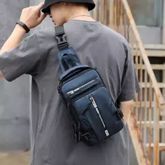 Homens de náilon mochila peito pacote ombro com porta carregamento usb viagem m