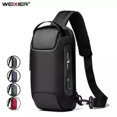 Weixier bolsa de ombro para homens, à prova d&#39;água, usb, crossbody, anti-r