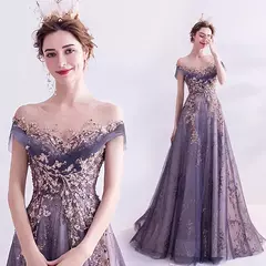 Vestidos de noite femininos de luxo vestidos roxos reunião anual aniversário e casamento - comprar online
