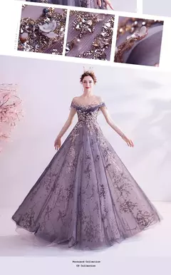 Imagem do Vestidos de noite femininos de luxo vestidos roxos reunião anual aniversário e casamento