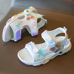 Disney crianças sapatos de verão nova elsa meninas malha praia especial moda i - Show Drop