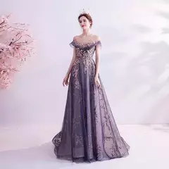 Vestidos de noite femininos de luxo vestidos roxos reunião anual aniversário e casamento - Show Drop