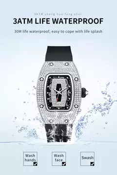 Nova moda de luxo tonneau pulseira relógios para mulher cristal aço inoxidáve - Show Drop