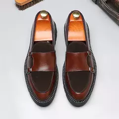 Moda masculina sapatos casuais de couro masculino clássico estilo britânico mo - comprar online