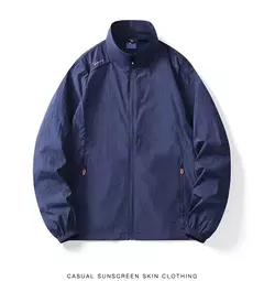 Casaco fino masculino com bolso, protetor solar, jaqueta casual de caminhada, go - Show Drop