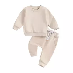 Imagem do Pudcoco bebê menino 2 peças roupa fofa cor sólida manga comprida moletom e ca