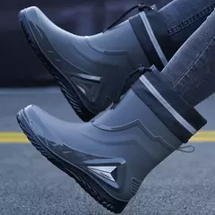 Imagem do Botas de chuva impermeáveis unissex, sapatos de borracha, reforçados, elegante