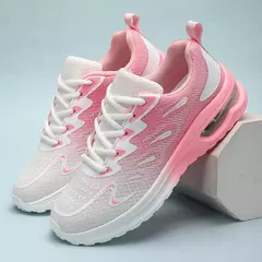 Tênis feminino sapatos de caminhada moda feminina almofada de ar malha respirá - comprar online