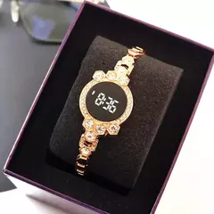 Relógio de pulso em aço inoxidável de luxo para mulheres, relógios de ouro - comprar online