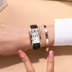 2025 nova moda relógio de cinto fino feminino retângulo quartzo casual numerais roma - comprar online