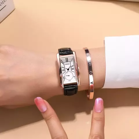 2025 nova moda relógio de cinto fino feminino retângulo quartzo casual numerais roma - comprar online