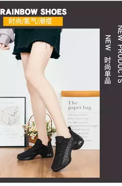 Imagem do Sapato de dança feminino macio único, sapatos elevados respiráveis, tênis am