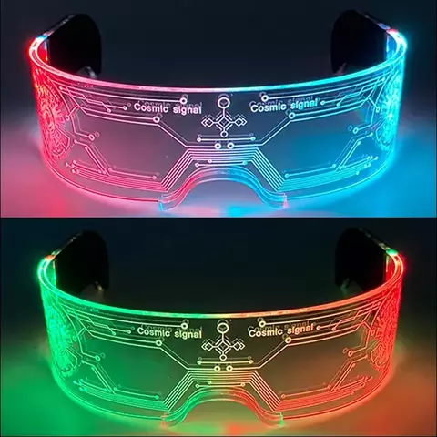 Acrílico led luminoso óculos de festa brilho neon light up viseira óculos dj