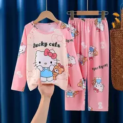 2024 outono crianças conjuntos de pijamas de seda leite menina menino pijamas c - comprar online