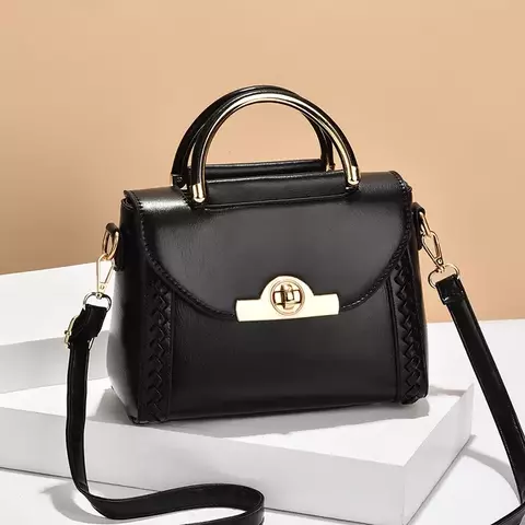 Bolsa elegante com decoração de fivela, bolsa crossbody feminina de cor sólida - comprar online