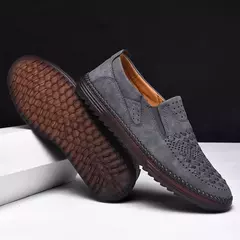 Botas de couro artesanais para homens, sapatos de grife casual, macio, andando,