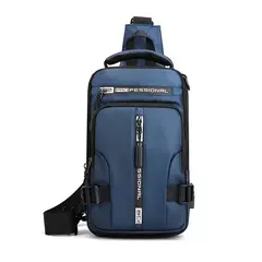 Imagem do Homens de náilon mochila peito pacote ombro com porta carregamento usb viagem m