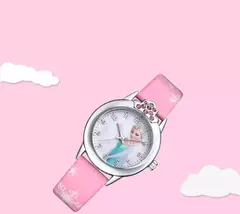 Elsa Princess Watch for Kids, pulseira de couro, relógios de pulso infantis fof