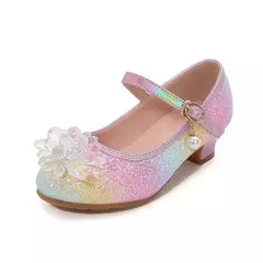 Sandálias infantis estilo princesa brilhantes para festas de casamento sapatos
