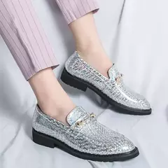 Sapatos de couro brilhantes para homens, mocassins luxuosos, sapatos de banquete - Show Drop