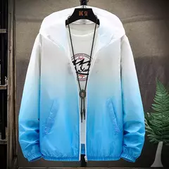 Jaqueta fina de bloqueio de cores masculina, protetor solar, jaqueta casual à p - loja online
