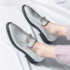 Imagem do Sapatos de couro brilhantes para homens, mocassins luxuosos, sapatos de banquete