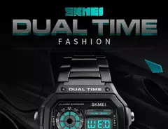 Skmei 1335 pulseira de aço inoxidável relógio digital reloj hombre relógio e - Show Drop