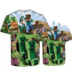 2025 3d mini minecraft jogo roupas meu mundo camiseta infantil manga curta verã na internet