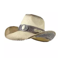 Retro ocidental cowboy chapéu de palha das mulheres dos homens moda grande bord - comprar online