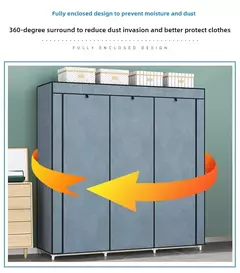 Dobrável haste dupla guarda-roupa quarto roupas armário mais organizador - comprar online
